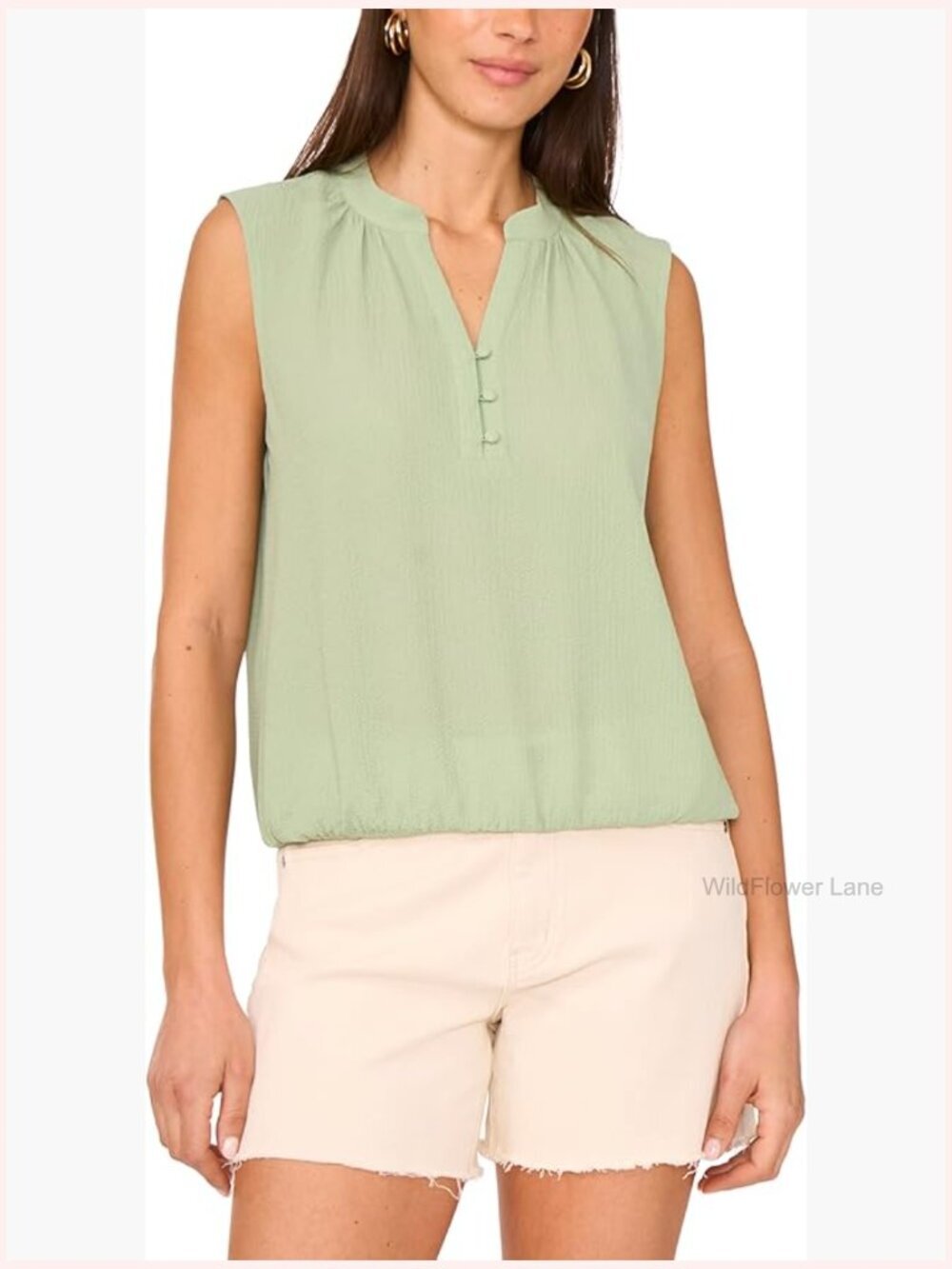 Elastic Waist Sleeveless Blouse Square Neck Pull On Top